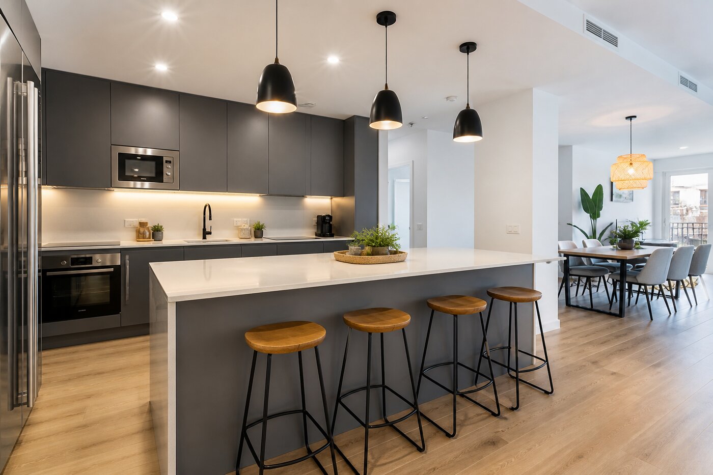 Cocina abierta reformada en Sevilla Este